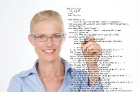 Blond woman correcting a script 스톡 사진