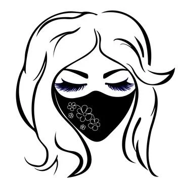 Blond woman with long eyelashes wearing stylish black mask from COVID-19 Stock Illustration