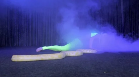 Blonde Acrobat dances with Python 動画素材 61061254