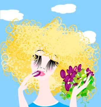 Blonde and grape Stock Illustration