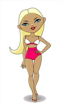 Blonde in a bathing suit. Stock Illustration