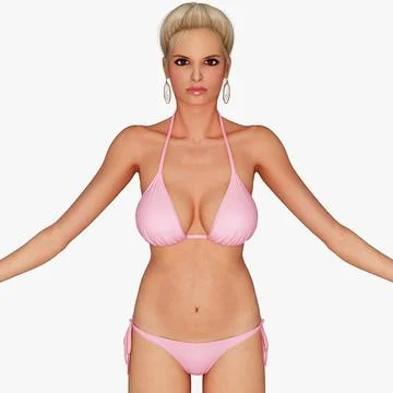 Blonde in Bikini No Rig 3D Model