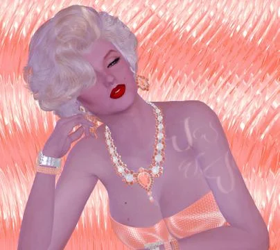 Blonde bombshell on pink glitter and diamond background. Stock Illustration