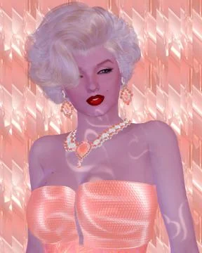 Blonde bombshell on pink glitter and diamond background. 스톡 일러스트