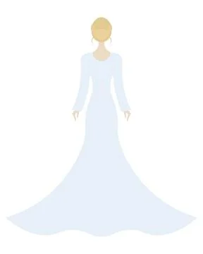 Blonde bride with a bun and two curls on the sides of her face in a long bl.. Stock Illustration