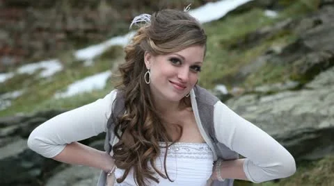 Blonde bride posing Stock Footage 24654441