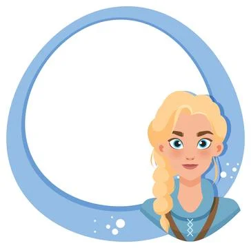 Blonde Character in Blue Frame Stock Illustration