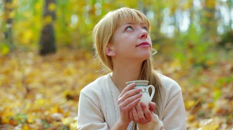 Blonde With Cup Of Tea Stock Footage 36561584
