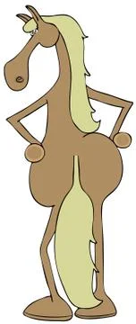 Blonde filly posing Stock Illustration