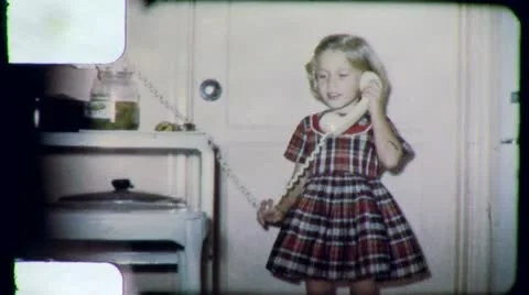 BLONDE GIRL on the Phone to Daddy 1950 (Vintage Old Film Home Movie) 4872 Stock Footage