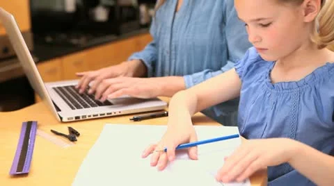 Blonde girl using a protractor Video stock 10815554