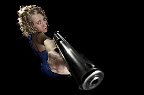 Blonde with gun Stock Photos