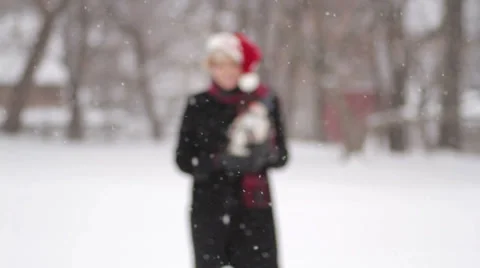 Blonde with little snowman Stock Footage 33623948