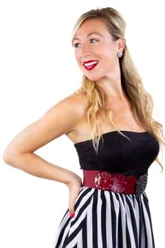 Blonde Looking at Text Space Foto stock