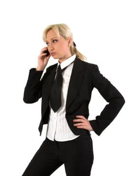 Blonde with mobile. Stock Photos
