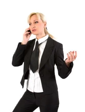 Blonde with mobile. Stock Photos