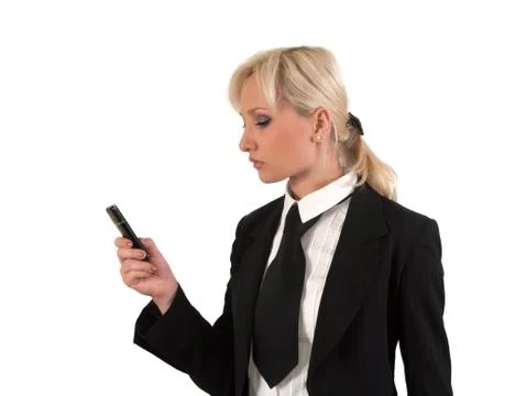 Blonde with mobile. Stock Photos