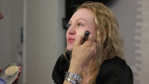 Blonde model for makeup Video stock 73801218