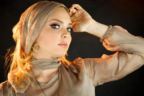 Blonde model serious looking into camera Stock Photos