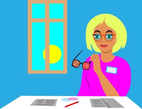 Blonde Optician at Work Stock Illustration