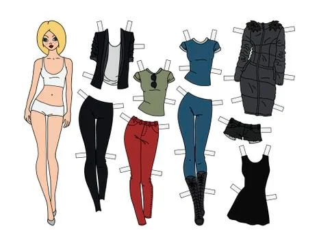 Blonde paper doll Stock Illustration