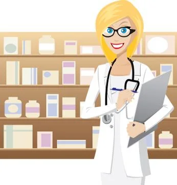 Blonde pharmacist Stock Illustration