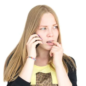 Blonde with the phone Stock Photos