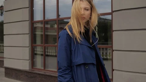 Blonde posing on camera Stock Footage 104545271