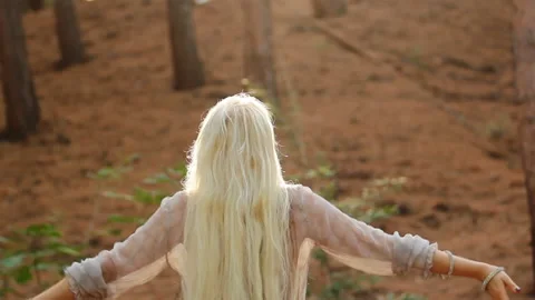 Blonde is raising hands Stock Footage 85891088