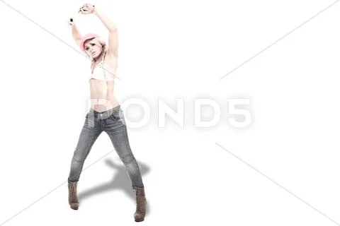 Blonde sexy female hip hop dancer Stock Photos