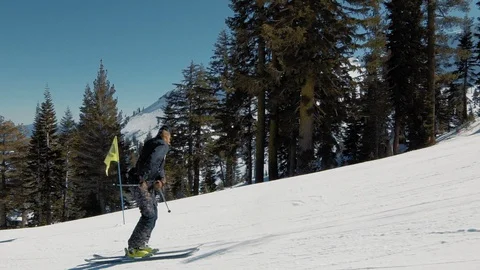 Blonde skier does cool stylish trick Видео 103823047