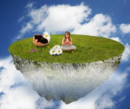 Blonde in sky Stock Illustration