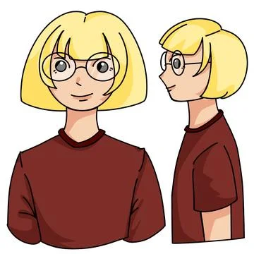 Blonde Student Character Front And Side Views Illustration Stock Illustration