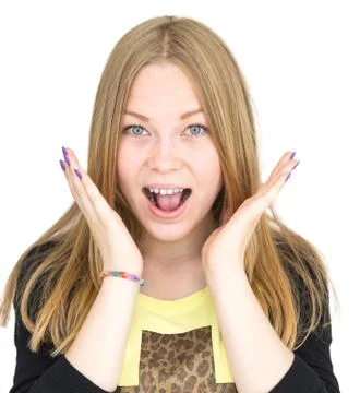 Blonde is surprised Stock Photos