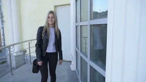 Blonde is taking a walk Stock Footage 91072288