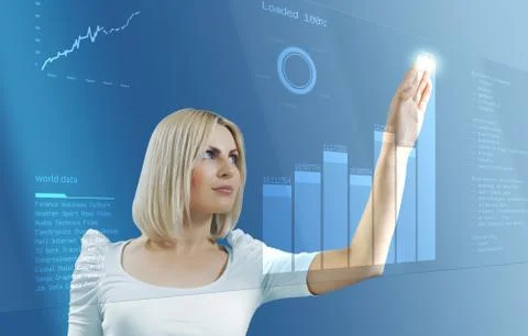 Blonde touching future - interfaces collection Stock Illustration