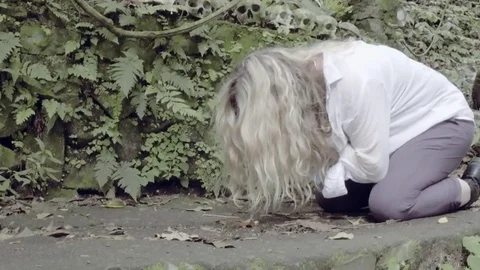 Blonde woman throws up Stock Footage 75472138