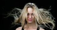 Blonde Woman's Hair Blowing In The Wind In Slow Motion Stock Footage