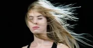 Blonde Woman's Hair Blowing In The Wind In Slow Motion Stock Footage