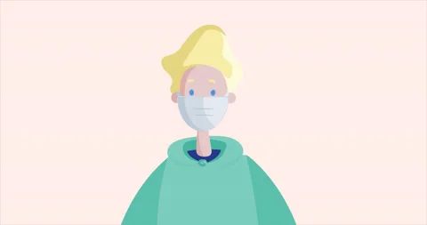 Blonde Young Man Wearing Protective Mask. Self-isolation.  Covid-19 Pandemic. Stock Footage 172023245