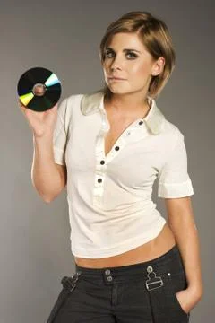 Blondie with CD Stock Photos