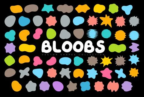 Bloobs shape collection, random abstract stains, color bubble silhouette Stock Illustration