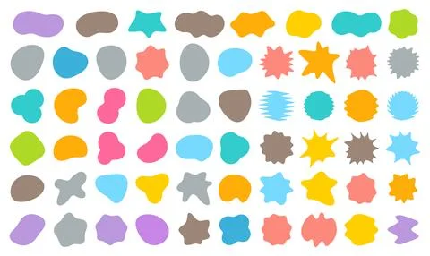 Bloobs shape collection, random abstract stains, color bubble silhouette Stock Illustration