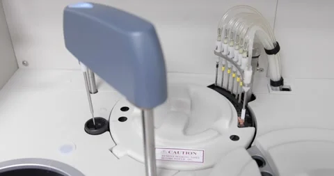 Blood analysis in an automatic biochemical analyzer. Stock Footage 150458419