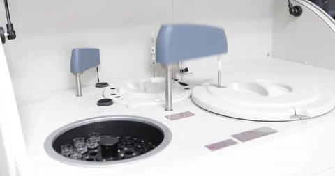 Blood analysis in an automatic biochemical analyzer. Stock Footage 150458444