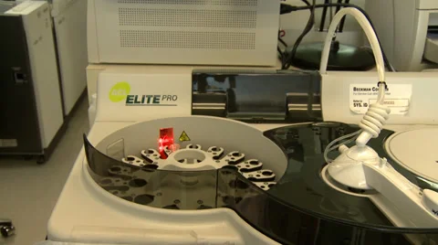 Blood analysis equipment processing Stock Footage 37910935