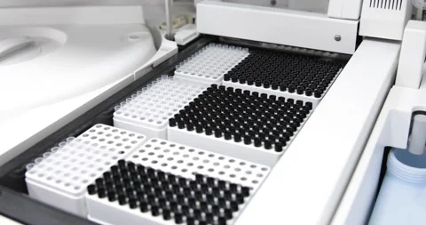 Blood analysis in an immunochemical analyzer Stock Footage 150458450