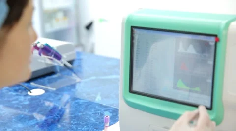 Blood analysis in labaratory Stockbeeldmateriaal 66506087