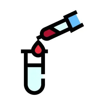 Blood analysis with pipette adding liquid into test tube Stock Illustration