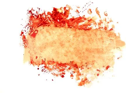 Blood and gore splatter mockup isolated on white background in top-down flat lay Stock Photos